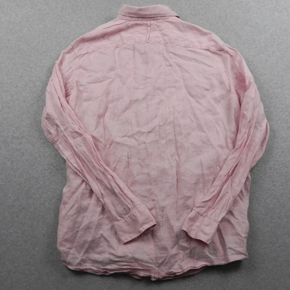 Banana Republic Linen Shirt Mens XL Garment Dye Pink Long Sleeve Button Down Top